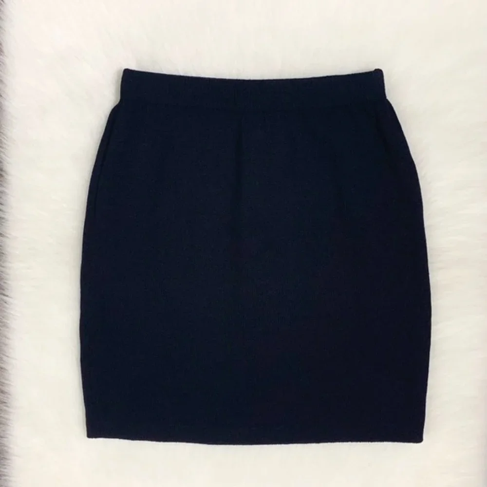 St. John by Marie Gray Wool Blend  Black Knit Skirt Sz 2